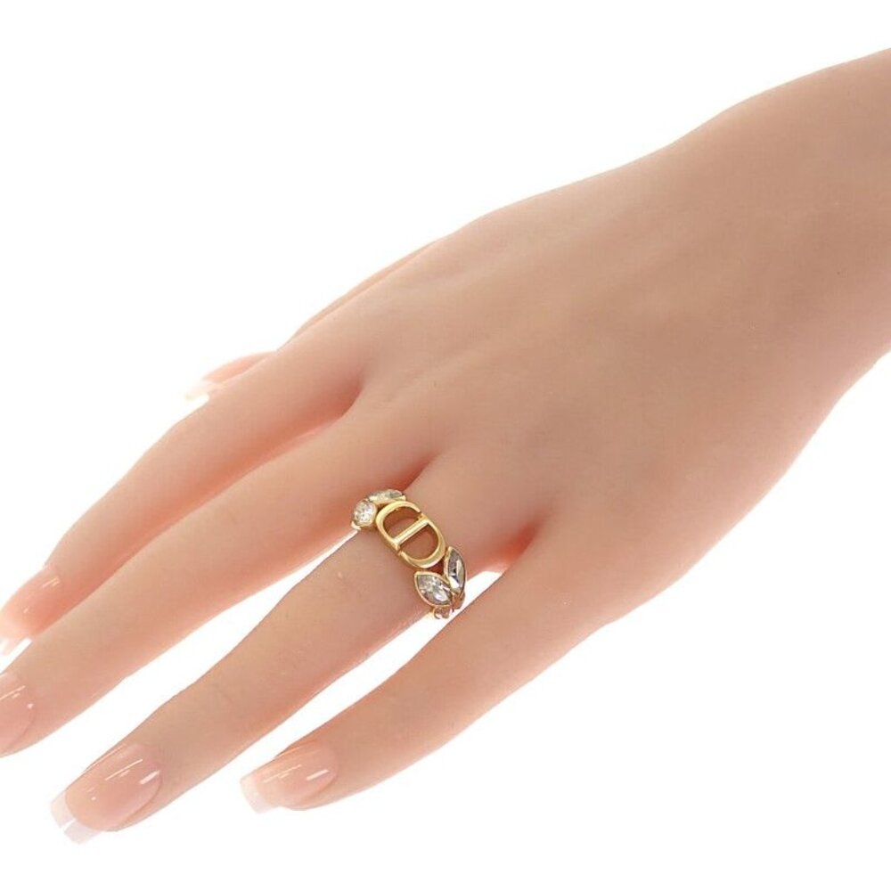 Christian Dior 30 Montaigne Ring M Size R2513 Womcy d03 S Ring GP Metal Crystal - Picture 8 of 10